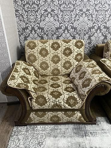 дедский стул: Комплект мягкой мебели, Б/у, Самовывоз, цвет - Бежевый — 5