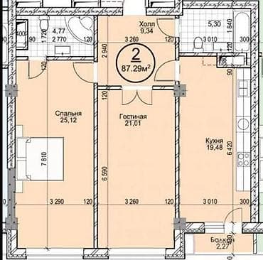 кв на рассрочку: 2 комнаты, 87 м², Элитка, 8 этаж, Готовая ПСО (под самоотделку) — 2