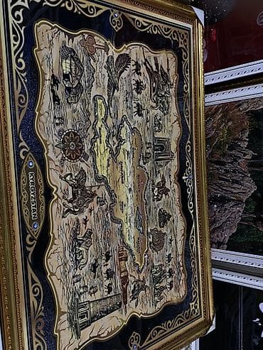 кыргызстан рисунки: Панно «Kyrgyzstan» с картой и этническими мотивами - Настенное панно — 3