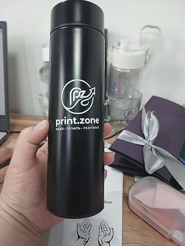 Дом и сад: Термос-бутылка print.zone (черный, матовый) - Материал: нержавеющая — 1