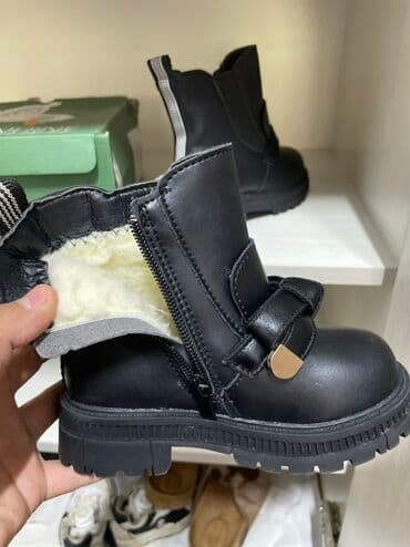 обувь ручной работы бишкек: Детские зимние ботинки, черные - Материал верха: гладкая экокожа - — 1