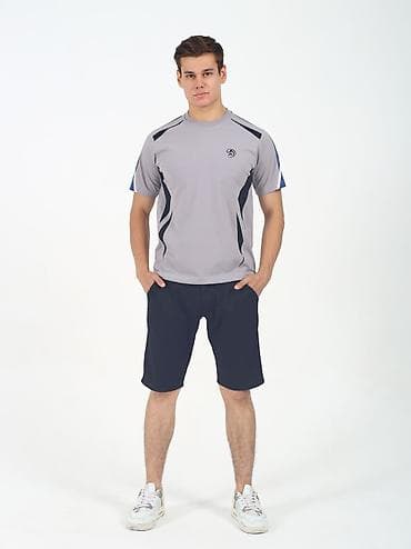 термо футболка: Мужская спортивная футболка с коротким рукавом - Цвет: темно‑серый с — 6