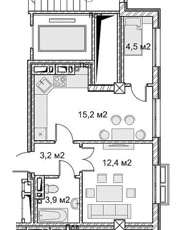 Недвижимость: 1 комната, 40 м², Элитка, 8 этаж, Готовая ПСО (под самоотделку) — 4
