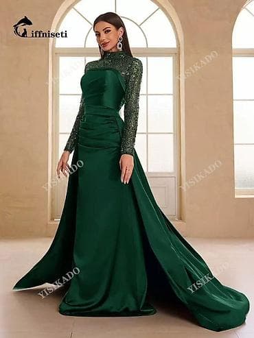 Вечерние платья: Вечернее платье в пол с шлейфом, фасон «русалка» с акцентом на талию — 2