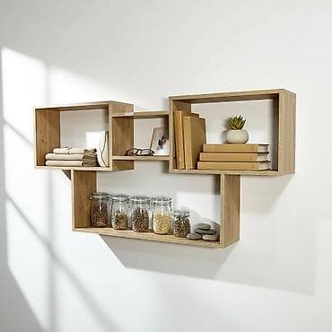 Полка навесная 002B (Дуб Натуральный) Большая и стильная настенная