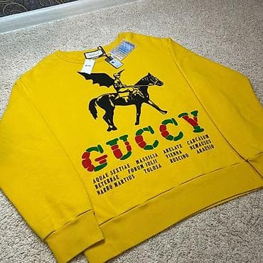 Толстовки: Жёлтый свитшот Gucci с принтом - Бренд: Gucci - Произведено в Италии — 1