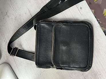 Мужская сумка через плечо Tergan, черная - Материал: натуральная кожа