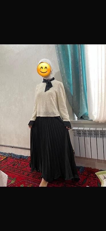 Женская одежда: Нарядный комплект для торжеств: блуза с жемчужным декором + длинная — 2