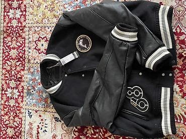 Шорты: Бомбер, Осень-весна, Шерсть, С кожаными рукавами, XL — 1