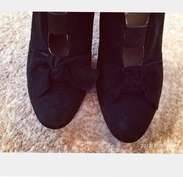 туфли беж цвет: Черные натуральные замшевые туфли, б/у, 1 раз одевала, 37 размер — 2