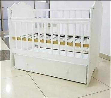 Кровати: Детская кроватка-манеж из массива/МДФ в классическом белом цвете. - — 1