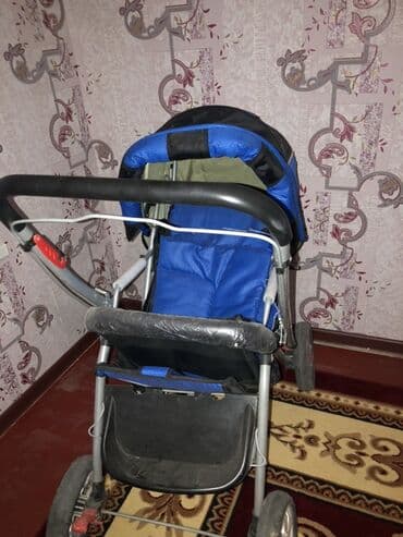 прогулочные коляски для зимы: Коляска, цвет - Голубой, Б/у — 3