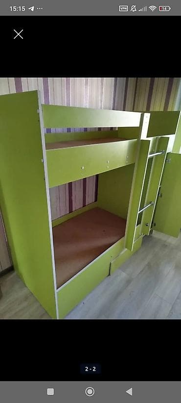 Керебеттер: Балдар үчүн эки ярустуу, ЛДСП, түсү - Жашыл — 2