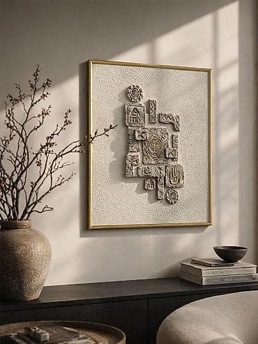 Объемная настенная картина с рельефом в этно-минималистичном стиле