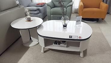 Современный набор журнальных столиков (2 предмета) в светлом глянцевом