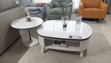 прикроватные тумбочки из экокожи: Современный набор журнальных столиков (2 предмета) в светлом глянцевом — 1