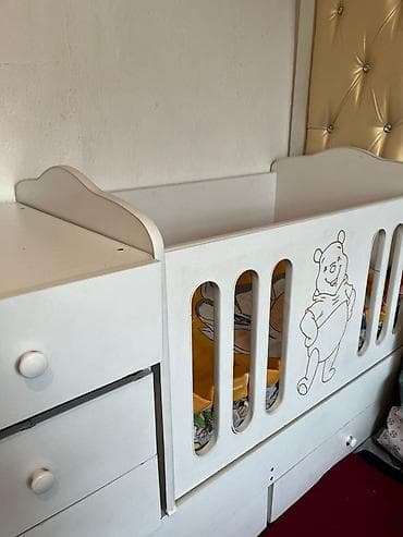 Үй жана бакча: Детская кроватка с рисунком Винни-Пуха - Материал: МДФ/дерево, каркас — 6