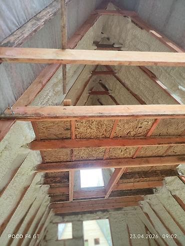 замена крыши дома: Напыление утеплителя ППУ (пенополиуретан) для каркасных домов — 3