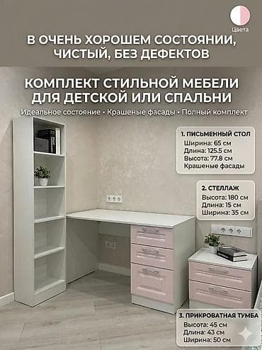 детские письменные столы: Детская гарнитура, Б/у, Для девочки, цвет - Розовый — 1