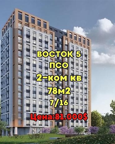 elegance stroy: 2 комнаты, 78 м², Элитка, 7 этаж, Готовая ПСО (под самоотделку) — 1