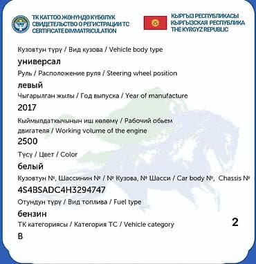 обо метан: Subaru Outback: 2017 г., 2.5 л, Вариатор, Бензин, Универсал — 8