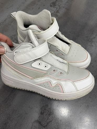 Высокие кроссовки/кеды на липучке - Цвет: белый с светло‑серым и