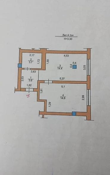 квартира керек кызыл аскер: 1 бөлмө, 36 м², Жеке план, 2 кабат, Косметикалык ремонт — 5