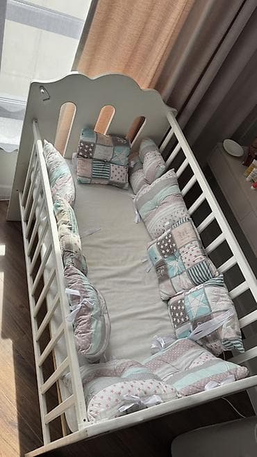 Балдар үчүн кошумча коюлган керебет, Дөңгөлөксүз, түсү - Ак — 4