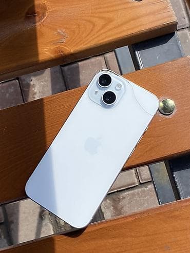 airpods pro node: IPhone 15, Б/у, 128 ГБ, Белый, Чехол, Коробка, 81 % — 2