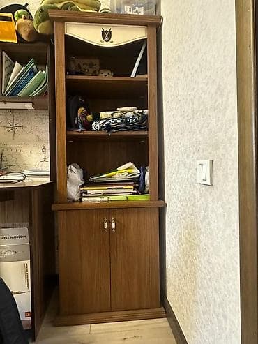 study table: Детская гарнитура, Для мальчика, ДСП, цвет - Коричневый — 4