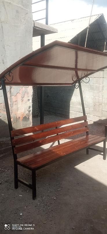Скамейка Металл, Со спинкой, С крышей