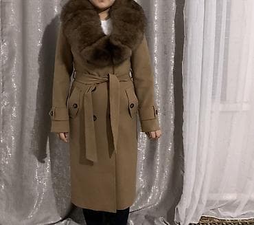 лабутены бишкек: Стильное женское пальто-халат цвета капучино с объёмным меховым — 2