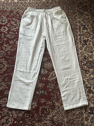 Брюки Широкие, Лето, Лен, Новый, XL — 3