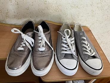 бу 39: Две пары женской повседневной обуви (размер 38): 1) Серые кеды - — 1