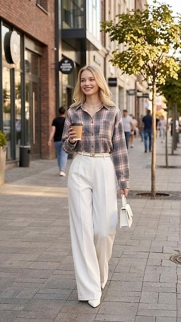 женские рубашки в клетку: Рубашка женская в клетку - Размер: 42–44 - Состав ткани: хлопок 50% — 8