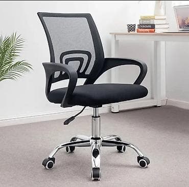 Офис креслолору: Офис креслолор, Жаңы, Дөңгөлөктүү, түсү - Кара, Өзү алып кетүү, Акылуу жеткирүү — 1