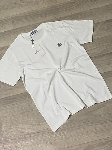Мужская одежда: Мужская футболка, L, XL, Moncler, Новый, цвет - Белый, Бесплатная доставка — 1