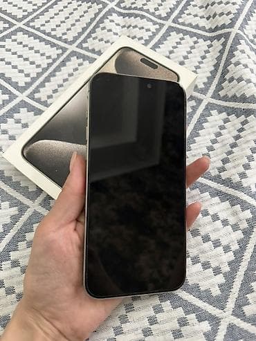 Техника жана электроника: IPhone 15 Pro Max, Колдонулган, 256 ГБ, Natural Titanium, Коргоочу айнек, Каптама, Куту, 79 % — 1