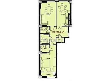 Квартиры: 2 комнаты, 78 м², Элитка, 10 этаж, Готовая ПСО (под самоотделку) — 1