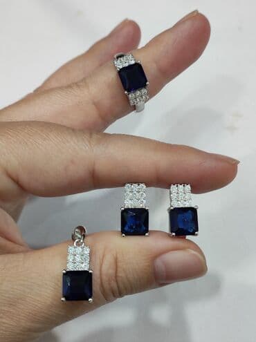 набор пандора: Серебряный Набор с камнями Сапфир Серебро 925 пробы Размеры имеются — 7