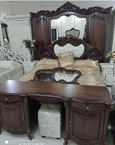 кухонный гар: Спальный гарнитур, Б/у, Двухъярусная кровать, Шкаф, Комод, Турция, Дерево, Самовывоз, цвет - Коричневый — 1