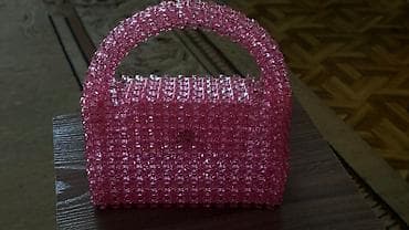 Сулуулук жана ден соолук: Розовая сумка ручной работы из пластиковых гранёных бусин. - — 2