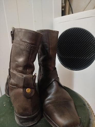 Сабо: Кожаные ботинки/полусапоги, коричневые - Материал: натуральная кожа — 3