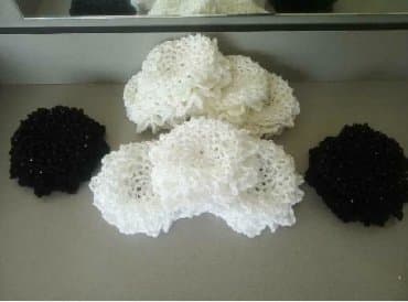 купить золотые серьги с жемчугом: Вязаные дульки (сеточки)для волос,для занятий танцами, гимнастикой и — 4