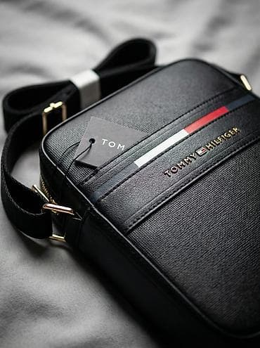 стильное черное пальто: Барсетка, Tommy Hilfiger, Материал: Экокожа, Новый — 2