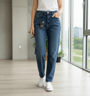 купить женскую обувь больших размеров: Джинсы, Бэгги, Средняя талия, L — 1