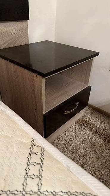 Туалетные столики: Спальный гарнитур, Двуспальная кровать, ДСП, цвет - Коричневый — 4