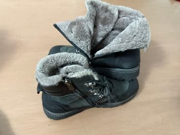 сапоги зимние женские натуральная кожа натуральный мех распродажа: Зимние ботинки унисекс серого цвета с высокой шнуровкой и меховой — 6