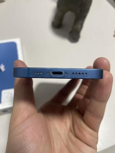 фильт для воды: IPhone 13 mini, Б/у, 256 ГБ, Синий, Чехол, Кабель, Коробка, 79 % — 7