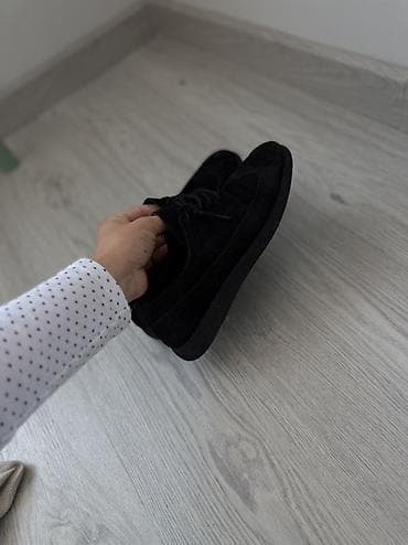 Черные замшевые кеды/лоуферы на шнуровке. - Материал верха: мягкая